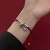 Charm Bracelets La monada 23cm 925 Silver Rope Bracelet Lucky Animal Retro FU Chinese Red Thread Line String For Women Girl 231215