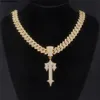 Pendant Necklaces Ice Out Sword Necklace Full Iced Cubic Zirconia High Quality Men Chain Hip Hop Fashion Jewelry Gift For Party 231216