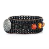 Bracciale Onice Pietra lavica 7 Chakra Braccialetti avvolgenti in pelle Bracciale Boemia fatto a mano Drop C19041601216G