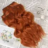 Sentetik 6 parçalı uzun dalga cooper klip tarzı kadın saç kırmızı turuncu doğal görünüm yüksek sıcaklık elyaf 231215