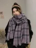 Foulards Mode Tricot Big Plaid Vintage Écharpe Foulard Hiver Femmes Dames Hommes Écharpe Femme Foulard Épais Wrap Châle Couverture Unisexe