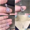 Pendant Necklaces Pendentif colliers Huitan luxe Sier couleur femmes collier de mariage Fl Zircon cristal tempérament doux accessoires St Dhysg