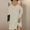 Abiti casual Sexy con spalle scoperte Mini lunghezza al ginocchio per le donne Abito unico ed elegante a maniche lunghe Abiti femminili Para Mujer