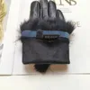 Five Fingers Gloves Women's sheepskin bow gloves with warm velvet lining and genuine leather driving gloves 231215