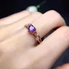 Кольца кластера, кольцо с натуральным аметистом для женщин, фиолетовый кристалл в форме сердца, ювелирные изделия из 14-каратного розового золота, бриллиант, обручальный подарок на годовщину342l