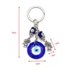 Porte-clés 6pcs Bohême Turc Evil Eye Porte-clés Arbre de vie Charme Porte-clés Pendentif avec des chaînes de cristal de perles bleues