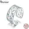 Charms Bamoer Tree of Life Wide Finger Rings for Women Sterling Sier Free Size Justerbar ringband Ny design Bague BSR125