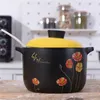 Soup Stock Pots Ceramic Casserole Pot Small Flower Yellow Lid Stew Saucepan Cooking Tools Household Kitchen Supplies Big 231215