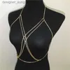 Andra modetillbehör ellolace Shining Rhinestones Chest Cross Bo Chain Boho Multi Layers Bröstkedjan Harness Bo Jewelery Jewelry Crystal Chester231215