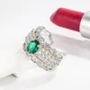 Bagues de cluster Punk 925 Sterling Silver Green Emerald Gemstone Bague pour femmes Fine Anillos de bijoux Bizuteria naturelle