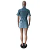 Джинсовое платье Vestidos с коротким рукавом, однобортное, с отложным воротником, джинсы, облегающая мини-юбка 2024, весенняя мода, шикарные платья-карандаш миди