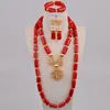 Necklace Earrings Set Fashion White Coral Beads Jewelry Nigerian Wedding Costume African 11-B05
