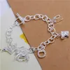 Whole - - Venta al por menor, regalo de Navidad más bajo, brazalete colgante de plata 925 con diseño de caballo, pulsera de herradura, pulsera de cadena de plata geométrica, Bracele266C