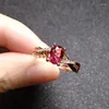 Cluster Rings Imitation Ruby Ring Light Luxury Plated Rose Gold Rubellite Tourmaline Diamond Celebrity Style Women's