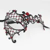 Mode Cosplay Halloween Masque Amusant Noir Rouge Clair Strass Métal Masque De Fête Costume Halloween Fantôme Filigrane De Mariage Masquera273l