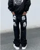 Herrstreetkläder Fashion Printed Baggy Jeans Vintage Hip Hop Style Straight Leg Denim Trousers With Multi Pockets
