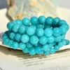 Strand Natural Stone Beads Bracelet Amazonite Elastic Bracelets For Women Men Sea Blue Reiki Yoga Handmade Jewelry