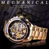 Mode Business Kleid Herrenuhren Marke Gold Design Automatische Skelett Mechanische Uhr für Männer