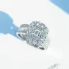 Victoria Wieck Top Satış Lüks Takı 925 STERLING Gümüş Prenses Kesim Beyaz Topaz CZ Elmas değerli taşları Kadın Düğün Rin290u