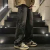 Y2K Streetwear Men baggy Jean American High Street Trend Star Patch rakt Löst mångsidig bredbensbyxa för att slå golvet