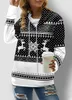 Kadın Hoodies Noel Hoodie Külot Kadın Moda Uzun Kollu Çizme String Ceket Gündelik Ekose Baskı Sweatshirt Üst Femme Siyah