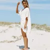 Stroje kąpielowe 2021 Cover Up Botton White Beach Sarong Bikini Cover Up Bathing Suit Women Beachwear Swimsuit Up Pareo Tunik