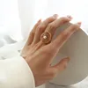 Bague en forme de perle pour femmes, anneau en acier titane de forme géométrique plaqué or 18 carats, bijoux à la mode, cadeau exquis