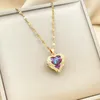 Chains Korean Colorful The Heart Of Ocean Stainess Steel Necklaces Fashion Temperament Charm Exquisite Elegant Jewelry