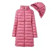 Women's Down Parkas Lightweight and Thin Women's Mid Length Down Jacket Autumn/Winter Hooded Down Jacket Long padding Coats 231215