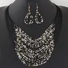 2020 Costume Jewelry Fashion Vintage Jewelry Sets Round Bohemian Multilayer Colorful Beads Statement Necklace Earrings Set293e