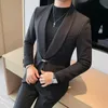 Erkekler Suits Blazers Blazer Hombre Yüksek Kaliteli Blazers Ceketler Erkekler Giyim Moda Bir Düğme İnce Uygun Zarif Takım Mutasıkları Formal Giyim Siyah 231215