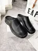 디자이너 The Row Dress Shoes High Set 2022 가을 패션 라운드 헤드 가죽 Baotou Sandals 캐주얼 뮬러 슬리퍼