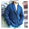 Herensweaters Heren kabelgebreid vest trui sjaalkraag losse pasvorm lange mouwen casual verdikte tops