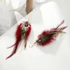 ぶら下がりイヤリングluremeボヘミアンスタイル女性のためのマルチカラーキジ羽大きな羽毛ドロップイヤリング（ER006405-9）