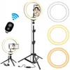 Accessoires 10 "LED Ring Light Photographic Selfie Stand für Smartphone Make -up Video Studio Wireless Bluetooth Compatible Stativ LED Ring