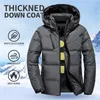 Men's Down Parkas Winter White Duck Down Jacket Men Coat Winter Solid Color Windproof Removable Cap Outdoor Male Casual Hooded Overcoat Clothes 231216