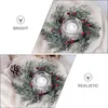 Decorative Flowers 4pcs Christmas Rings Artificial Red Berries Snowy Pine Needles Garlands