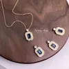 Xiy Solid Gold Fashion Gem Stone sieraden 7,8 mm*12,8 mm Natuurlijk blauw saffier Iced Parpar Paar hanger