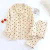 Women's Sleepwear Women Pajamas Cotton Yarn Female 2Pcs Cute Strawberry Pijama Nightwear Spring Pyjamas Home Clothes Loungewear