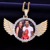 Custom Made Po With Wings Medallions Necklace & Pendant Rope Chain Gold Silver Color Cubic Zircon Men's Hip hop Jewel302M