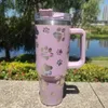 Designer-Becher, 40-Unzen-Becher, Laser-Haustier-Design, Edelstahl mit Logo-Griff, Deckel, Strohhalm, Bierkrug, Wasserflasche, Outdoor-Campingbecher