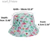 Wide Brim Hats Bucket Hats Reversible Cartoon Flower Printing Bucket Hats for Women Girl Korean Outdoor Sunhats Double Side Wear Fisherman Panama HatL231216