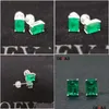 Stud Oveas Elegant Vintage Simation Emerald Stud Earrings For Women Top Quality 925 Sterling Sier Green Zircon Party Jewelry Gift Drop Dhxpg