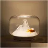 Night Lights Warm Mountain Night Light Bedside Desktop Table Lamp Black Technology Luminous Fish Tank Flower Decoration Jewelry Unique Dhsvq