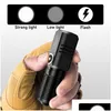 Flashlights Torches 6800 Lumens Mini Powerf Led Flashlight X50 Built In Battery 3 Modes Usb Rechargeable Flash Light Edc Torch Lamp Dh8Tr