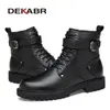 Boots DEKABR Men Genuine Leather Lace-up Ankle Boots High Quality Winter Motorcycle Boots Men Safety Work Shoes Punk Style Men Boots 231216