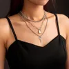 Sautoirs Whole Fashion Punk Trendy Collier multicouche Collier en forme de serrure Clé Hiphop Jewelry241E