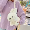 Sevimli Tavşan Peluş Çanta Omuz Karikatür Tavşan Bebek Messenger Kawaii Anime Crossbody Girls için Günlük Moda Çantası 240110