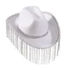 Berets Glitter Spiegel Disco Cowboy Hut Klassische Ball Mode für Cowgirl Party Dekoration U0G7