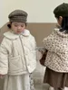 Down Coat Korean Girl 2023 Baby Cotton Jacket Winter Doll Collar Plush Thicked Floral Children's